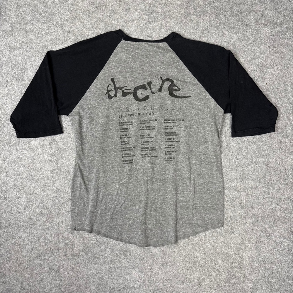 The Cure US Tour 2023 Robert Smith Raglan Baseball Tee Mens Medium Gray Black - Picture 3 of 7